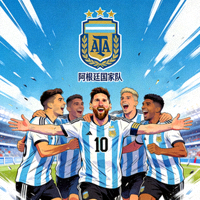 阿根廷国家队队徽与球员庆祝 - 梅西领衔的南美劲旅